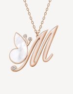 Alaghband Initials "M" Pendant with Mother of Pearl & Diamonds