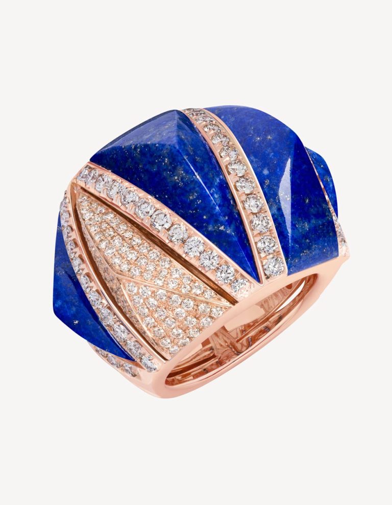 Alaghband Pyramid Ring with Lapis Lazuli & Diamonds