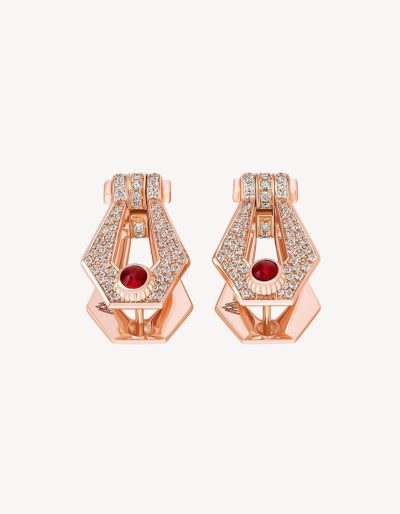 Alaghband Kite Earrings with Rubies & Diamonds, Rose Gold