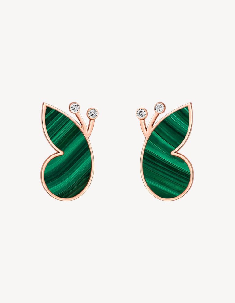 Alaghband Butterfly Earrings with Malachites & Diamonds