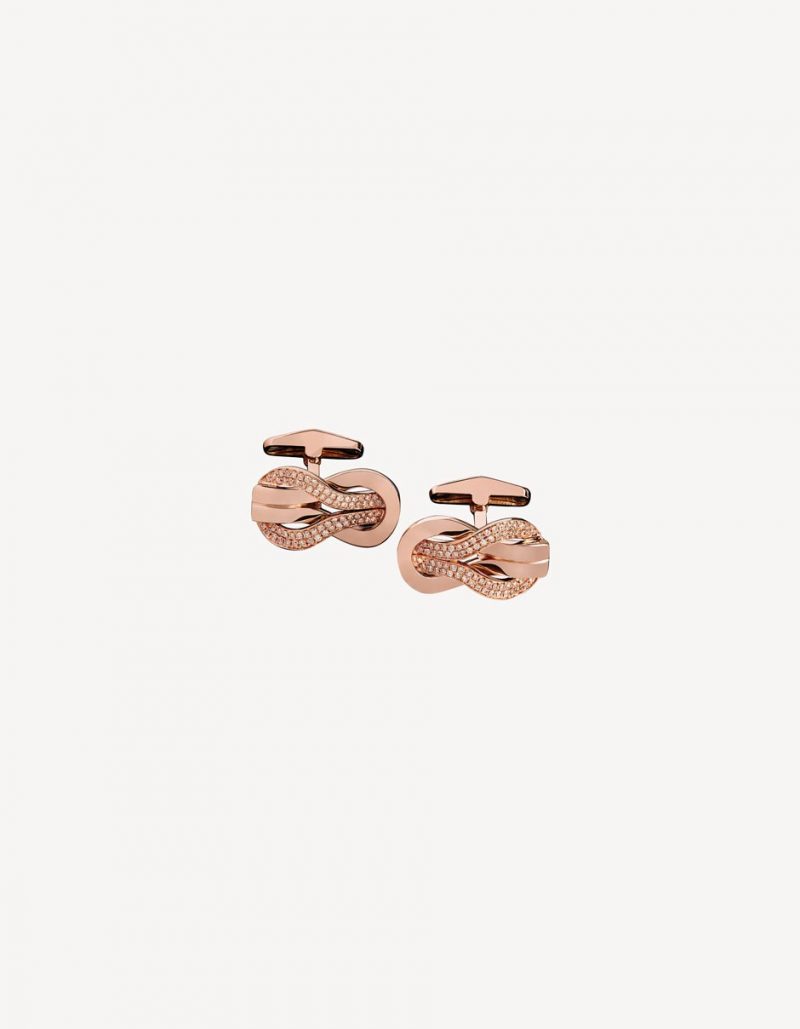 NAVY CUFFLINKS WITH DIAMONDS IN ROSE GOLD