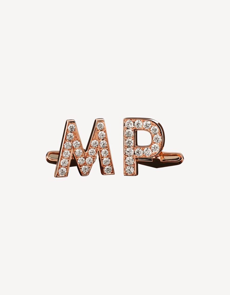 Alaghband Initials "M" & "P" Cufflinks With Diamonds in Rose Gold