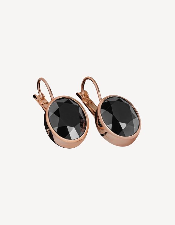 Alaghband Pyramid Earrings With Onyxes in Rose Gold