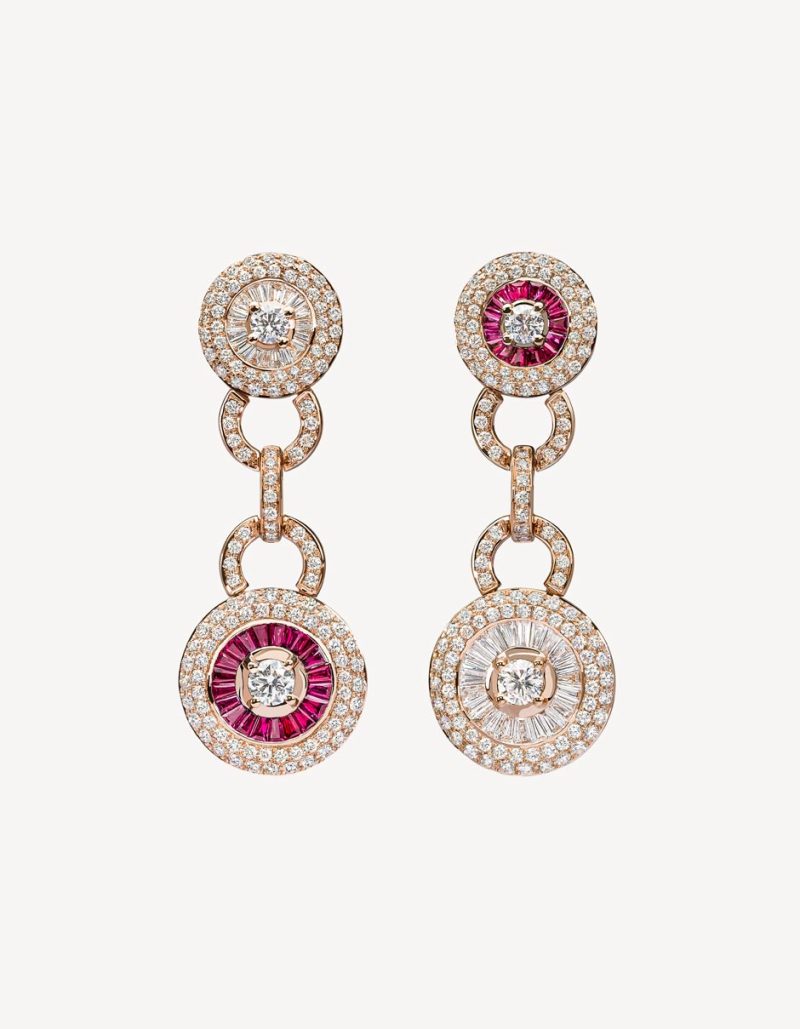 Alaghband Amour Earrings With Rubies & Rubies in Yellow Gold