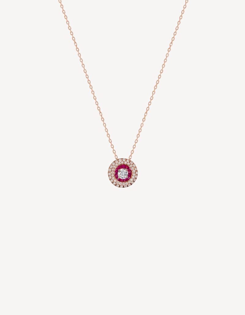 ROUND SHAPED NECKLACE WITH DIAMONDS & RUBIES