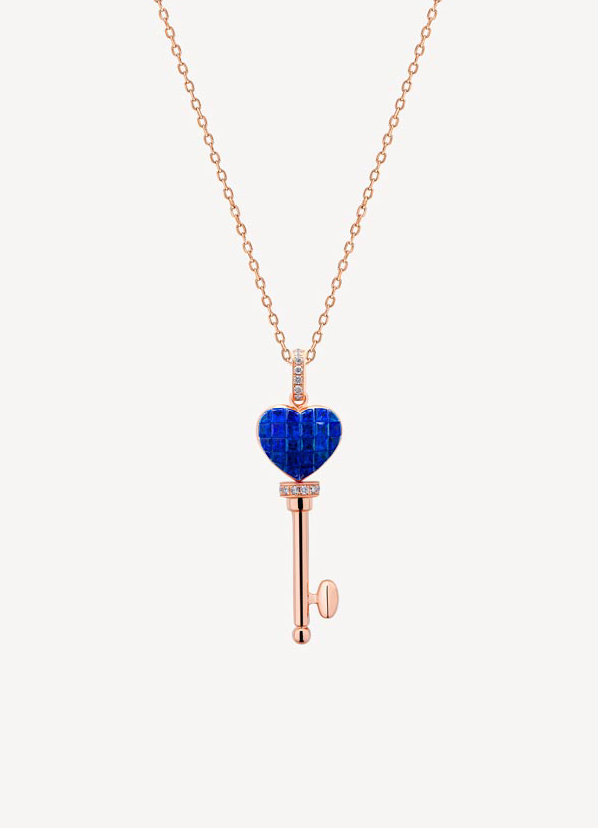 Alaghband Royal Pendant With Blue Sapphires & Diamonds in Rose Gold