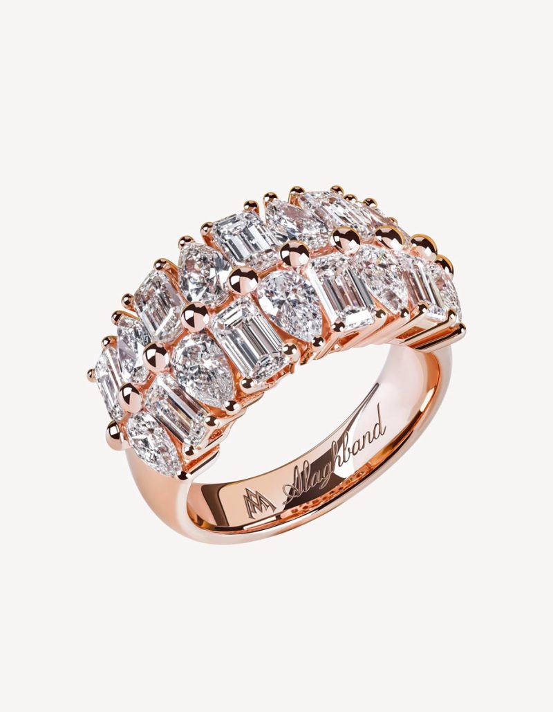 Alaghband Ring With Diamonds in Rose Gold