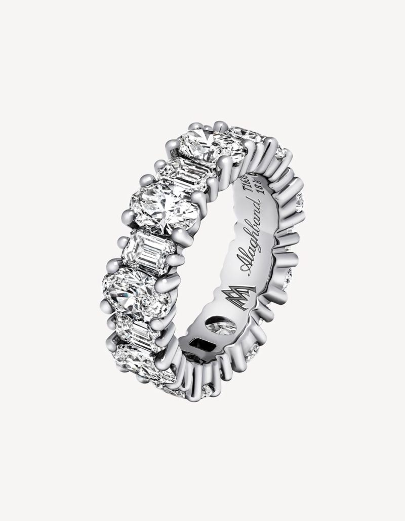 Alaghband Ring With Diamonds in White Gold