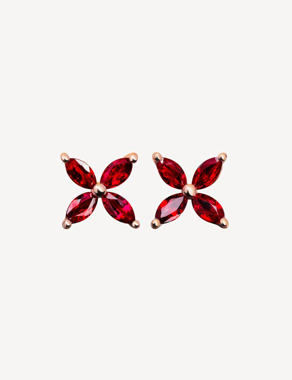 Alaghband Amour Earrings With Rubies in Rose Gold