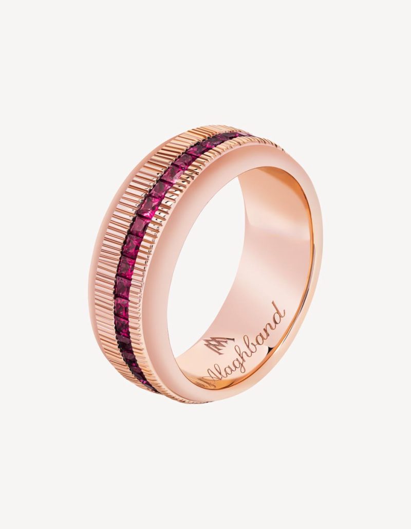 Alaghband Ring With Rubies In Rose Gold